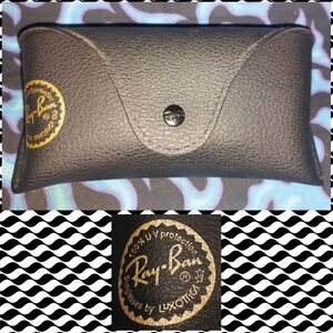 Ray-Ban brand Black w/Gold Foil Faux Leather Clamshell Glasses/Sunglasses